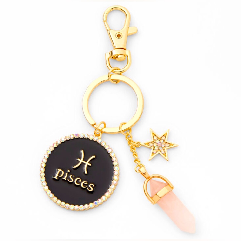 Pisces Keychain gold tone zodiac horoscope